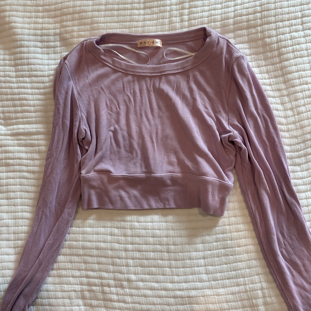 WhoIAm purple Long Sleeve Crop Top